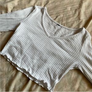 White Crop V-neck